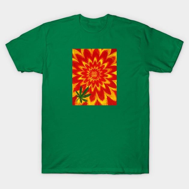 Psychedelic Weed Leaf T-Shirt by realartisbetter